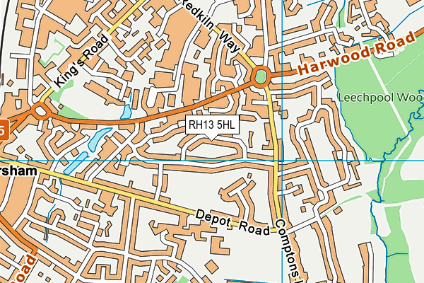 RH13 5HL map - OS VectorMap District (Ordnance Survey)