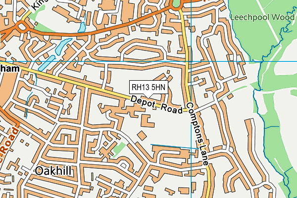 RH13 5HN map - OS VectorMap District (Ordnance Survey)