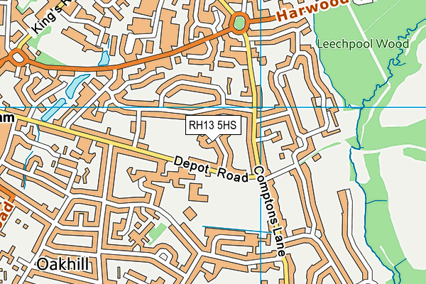RH13 5HS map - OS VectorMap District (Ordnance Survey)