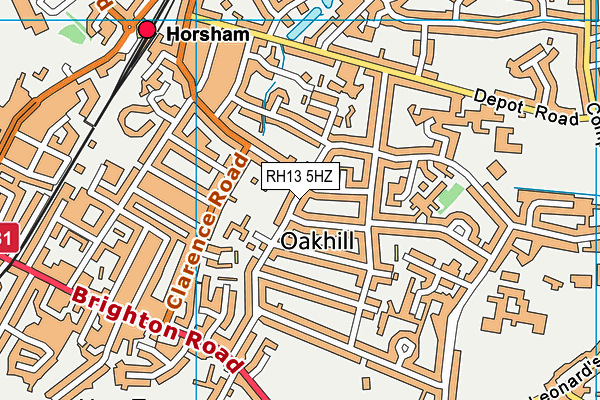 RH13 5HZ map - OS VectorMap District (Ordnance Survey)