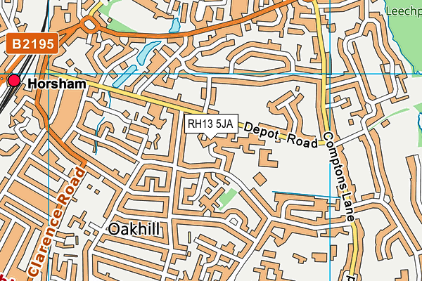 RH13 5JA map - OS VectorMap District (Ordnance Survey)