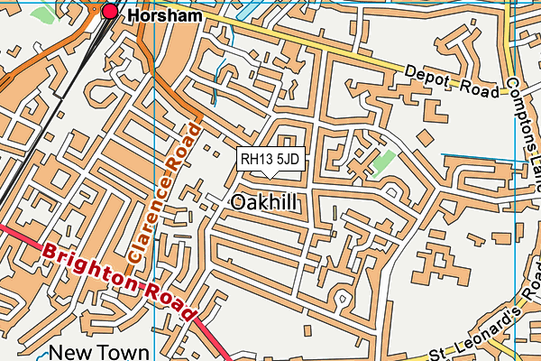 RH13 5JD map - OS VectorMap District (Ordnance Survey)