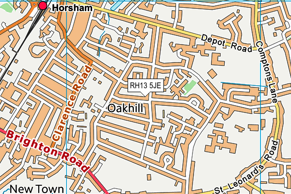 RH13 5JE map - OS VectorMap District (Ordnance Survey)