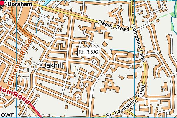RH13 5JG map - OS VectorMap District (Ordnance Survey)