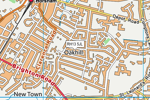 RH13 5JL map - OS VectorMap District (Ordnance Survey)