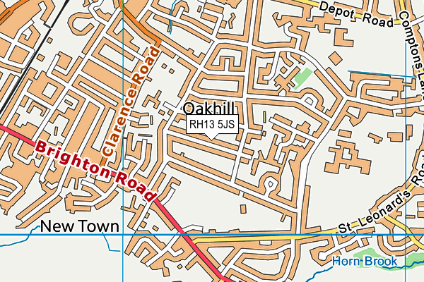 RH13 5JS map - OS VectorMap District (Ordnance Survey)