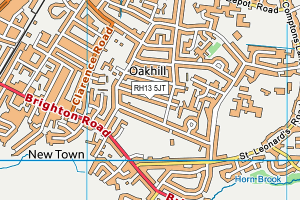 RH13 5JT map - OS VectorMap District (Ordnance Survey)