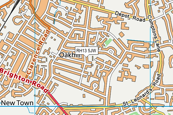 RH13 5JW map - OS VectorMap District (Ordnance Survey)