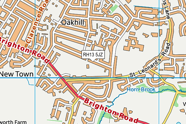 RH13 5JZ map - OS VectorMap District (Ordnance Survey)