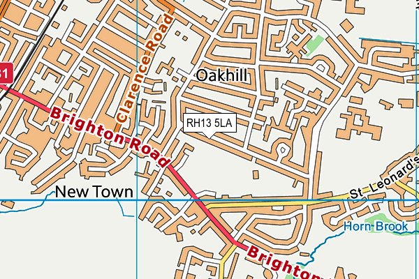 RH13 5LA map - OS VectorMap District (Ordnance Survey)