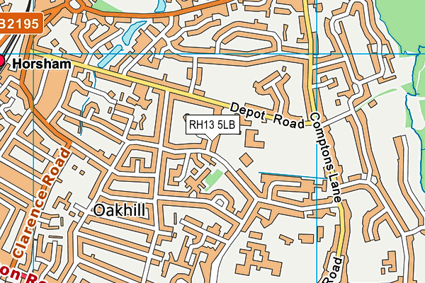 RH13 5LB map - OS VectorMap District (Ordnance Survey)