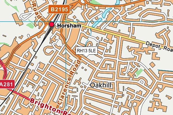 RH13 5LE map - OS VectorMap District (Ordnance Survey)