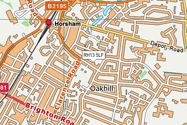 RH13 5LF map - OS VectorMap District (Ordnance Survey)