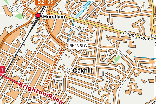 RH13 5LG map - OS VectorMap District (Ordnance Survey)