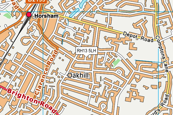 RH13 5LH map - OS VectorMap District (Ordnance Survey)