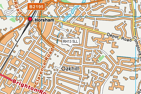 RH13 5LL map - OS VectorMap District (Ordnance Survey)