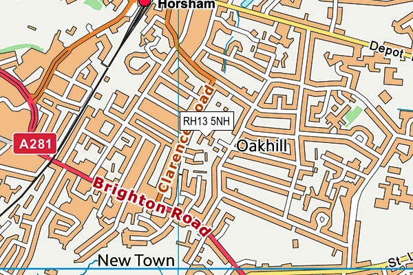 RH13 5NH map - OS VectorMap District (Ordnance Survey)