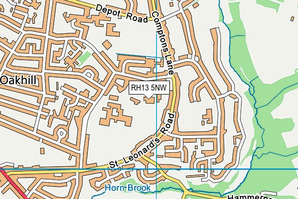 RH13 5NW map - OS VectorMap District (Ordnance Survey)