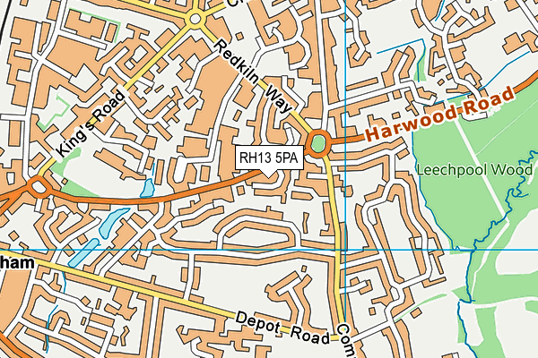 RH13 5PA map - OS VectorMap District (Ordnance Survey)