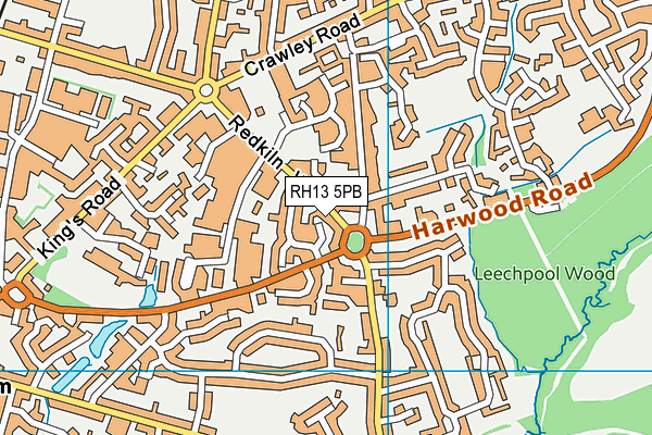 RH13 5PB map - OS VectorMap District (Ordnance Survey)
