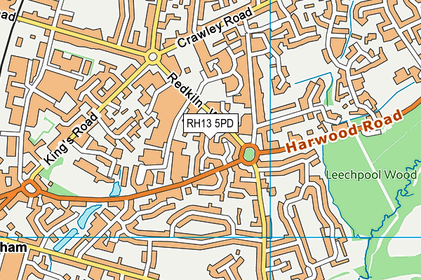 RH13 5PD map - OS VectorMap District (Ordnance Survey)
