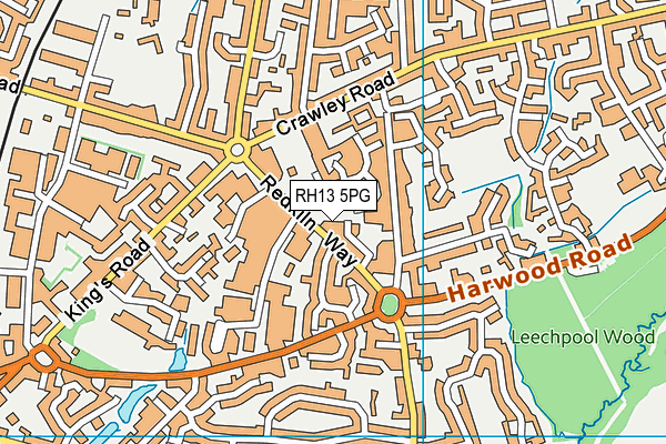 RH13 5PG map - OS VectorMap District (Ordnance Survey)
