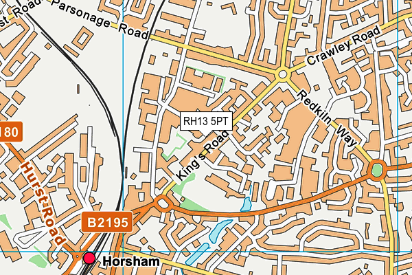 RH13 5PT map - OS VectorMap District (Ordnance Survey)