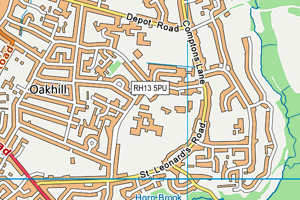 RH13 5PU map - OS VectorMap District (Ordnance Survey)