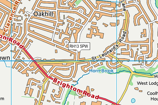 RH13 5PW map - OS VectorMap District (Ordnance Survey)
