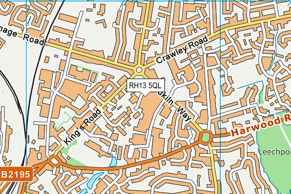 RH13 5QL map - OS VectorMap District (Ordnance Survey)