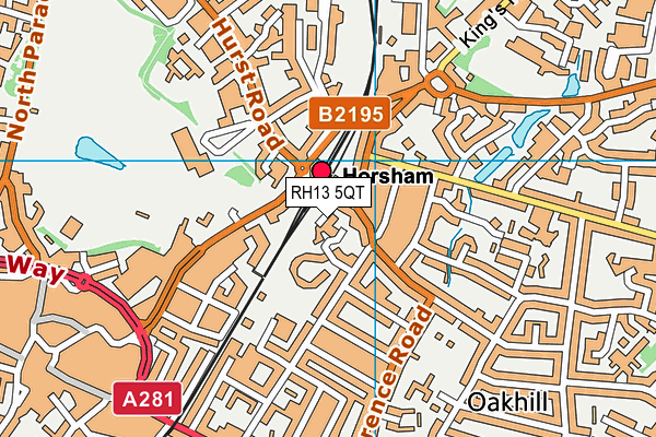 RH13 5QT map - OS VectorMap District (Ordnance Survey)