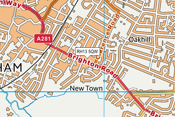 RH13 5QW map - OS VectorMap District (Ordnance Survey)