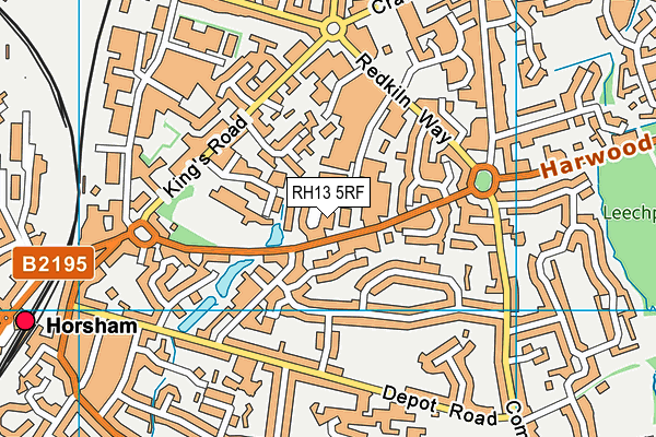 RH13 5RF map - OS VectorMap District (Ordnance Survey)