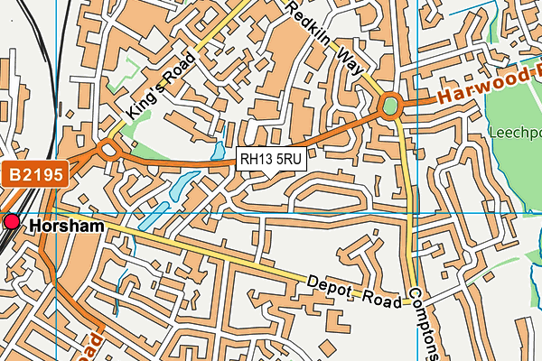 RH13 5RU map - OS VectorMap District (Ordnance Survey)