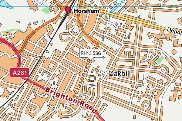 RH13 5SG map - OS VectorMap District (Ordnance Survey)