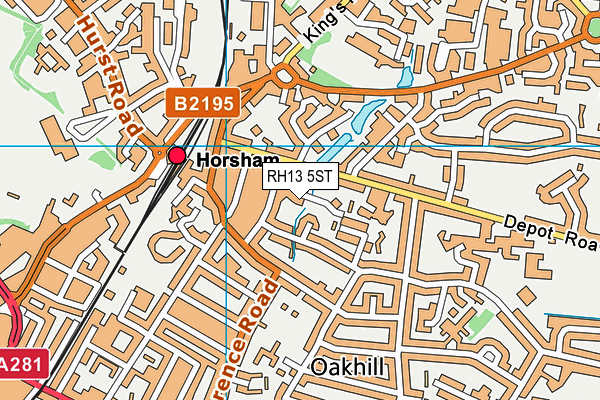 RH13 5ST map - OS VectorMap District (Ordnance Survey)