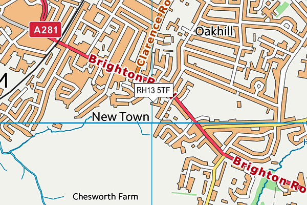 RH13 5TF map - OS VectorMap District (Ordnance Survey)