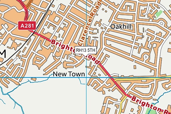 RH13 5TH map - OS VectorMap District (Ordnance Survey)