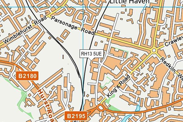 RH13 5UE map - OS VectorMap District (Ordnance Survey)