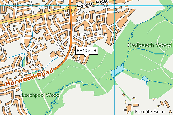 RH13 5UH map - OS VectorMap District (Ordnance Survey)
