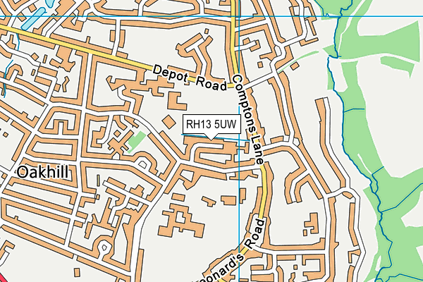 RH13 5UW map - OS VectorMap District (Ordnance Survey)