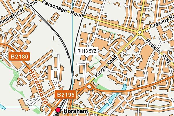 RH13 5YZ map - OS VectorMap District (Ordnance Survey)