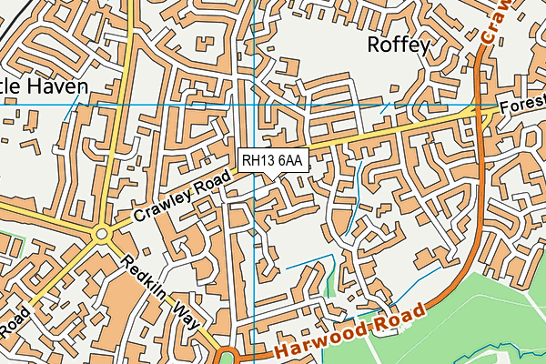 RH13 6AA map - OS VectorMap District (Ordnance Survey)