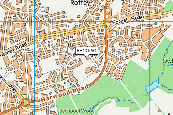 RH13 6AG map - OS VectorMap District (Ordnance Survey)