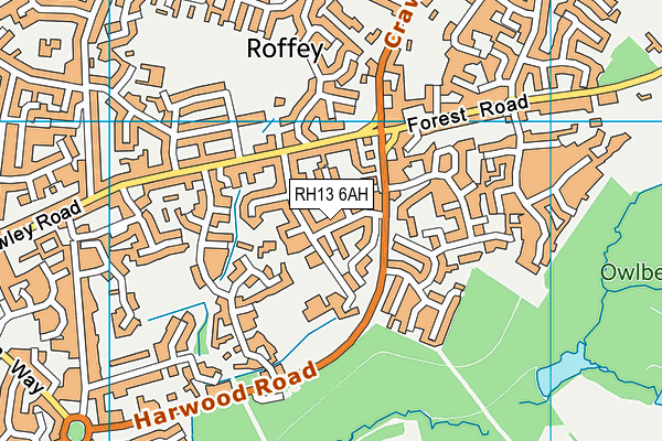 RH13 6AH map - OS VectorMap District (Ordnance Survey)