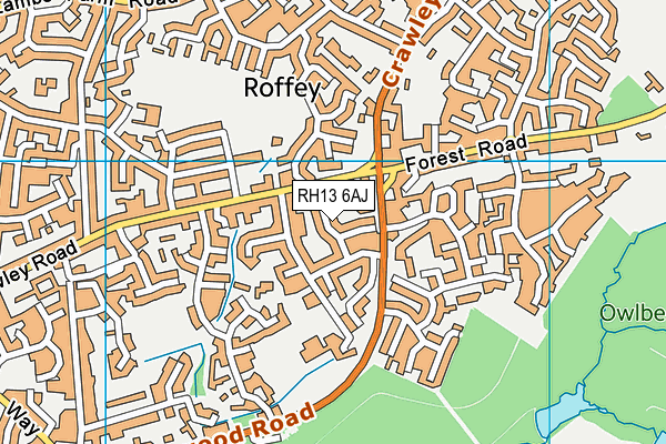 RH13 6AJ map - OS VectorMap District (Ordnance Survey)