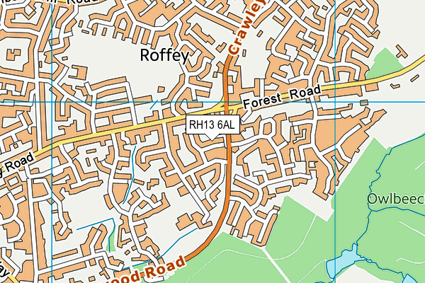 RH13 6AL map - OS VectorMap District (Ordnance Survey)