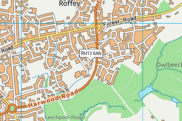 RH13 6AN map - OS VectorMap District (Ordnance Survey)