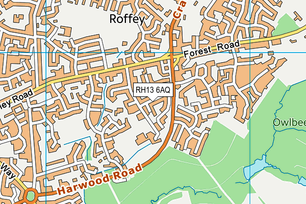 RH13 6AQ map - OS VectorMap District (Ordnance Survey)
