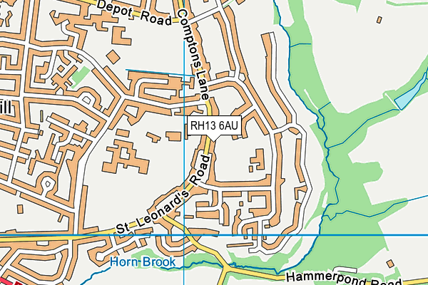 RH13 6AU map - OS VectorMap District (Ordnance Survey)